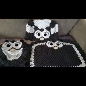 Owl crochet bathroom set three piece